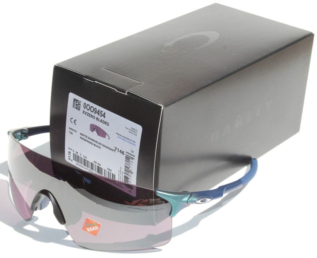 OAKLEY EvZero Blades Sunglasses Silver Blue Shift/Prizm Road Black OO9454-19 NEW