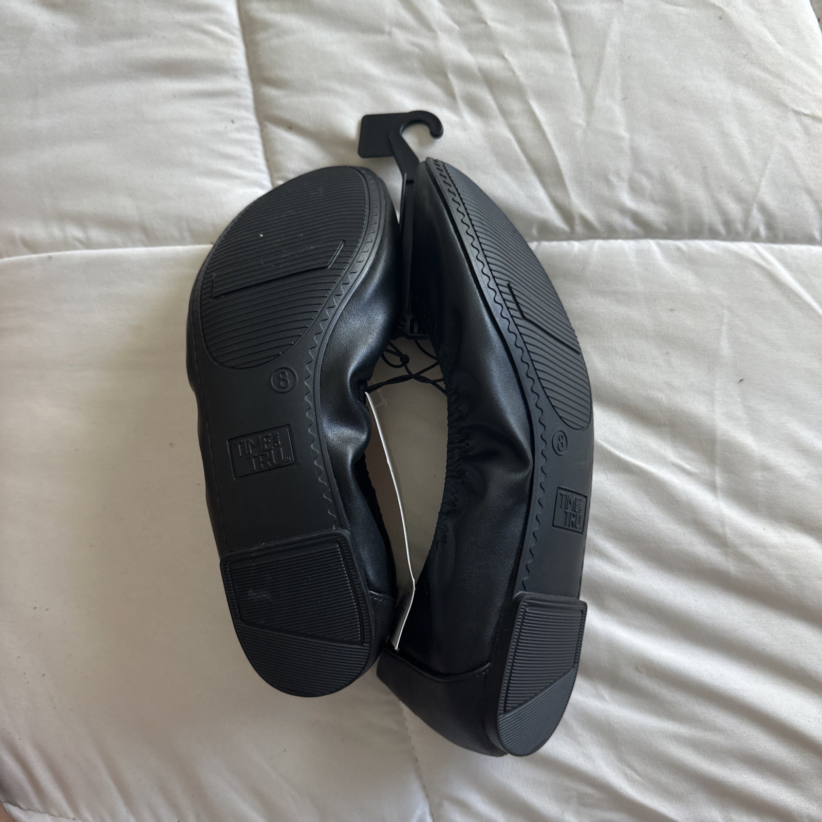 Time And Tru Memory Foam Womans Black Slip On Ballet Flat Size 8