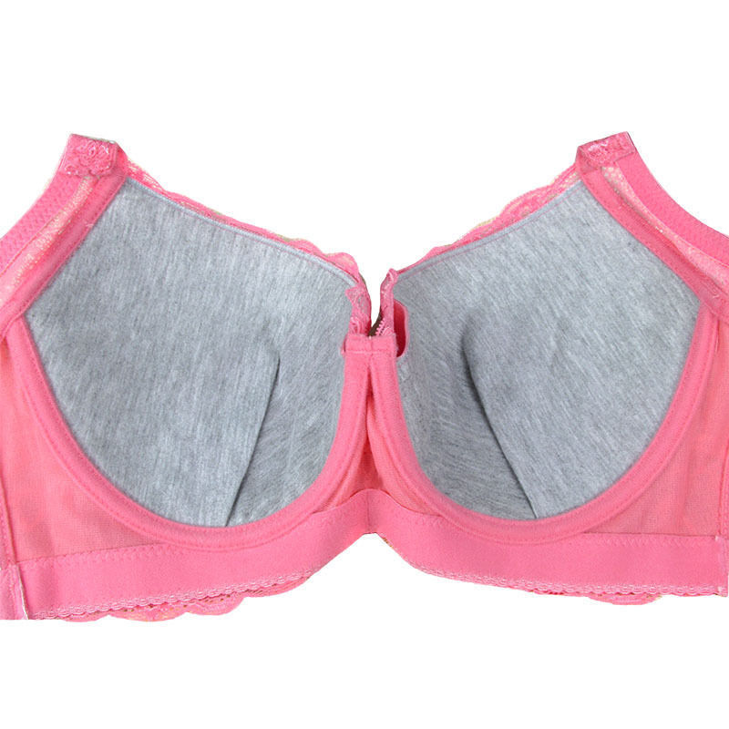 Women Push Up Bra Lace Underwire Plunge Brassiere Deep V Underwear C D DD E Cup