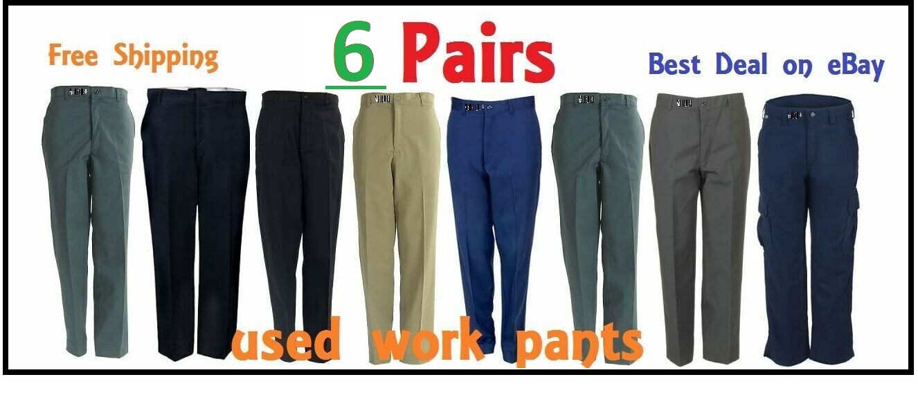 6 Used Uniform Work Pants Cintas, Aramark, Dickies, Redkap. FREE SHIPPING