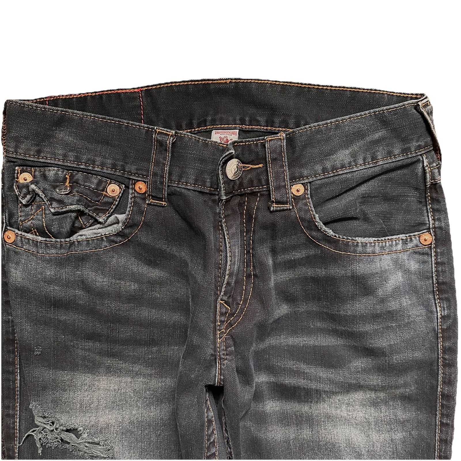 True Religion Distressed Dark Navy Blue jeans regular fit.