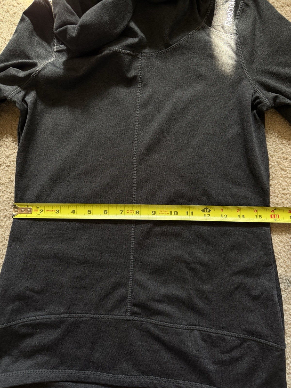 Reebok Women’s Cowl Neck Pullover Sweater Dark Gray Long Sleeve Thumbhole Top