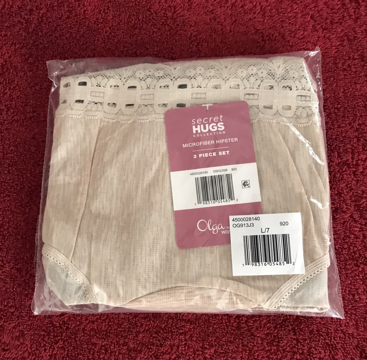 Olga by Warners Secret Hugs Fit All Day Microfiber Hipster Panties (3-Pack) Sz L
