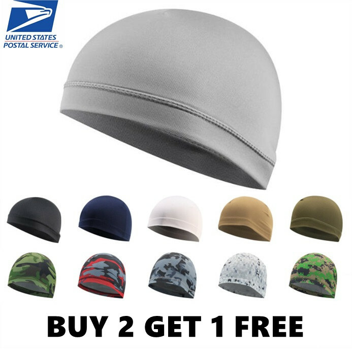 Dome Cap Wicking Helmet Liner Elastic FootBall Biker Beanie Hat Head Wrap Spande