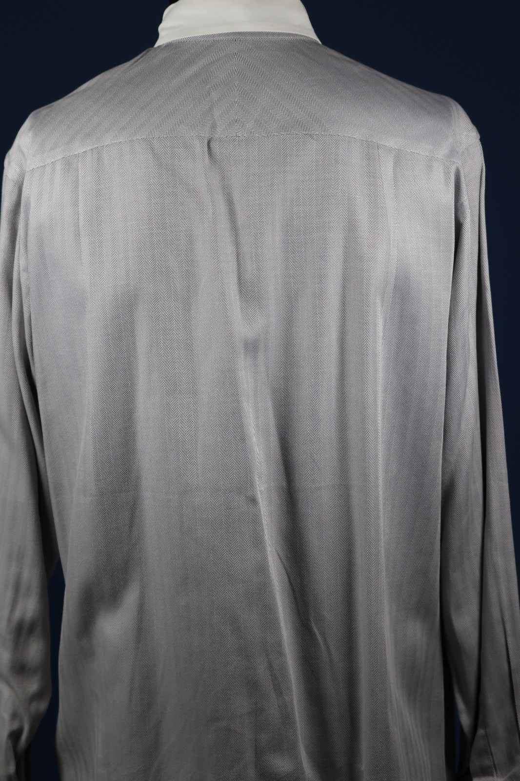Sean John Gray Herringbone Contrast Collar Shirt 16 34/35 Standard Cuff 48″