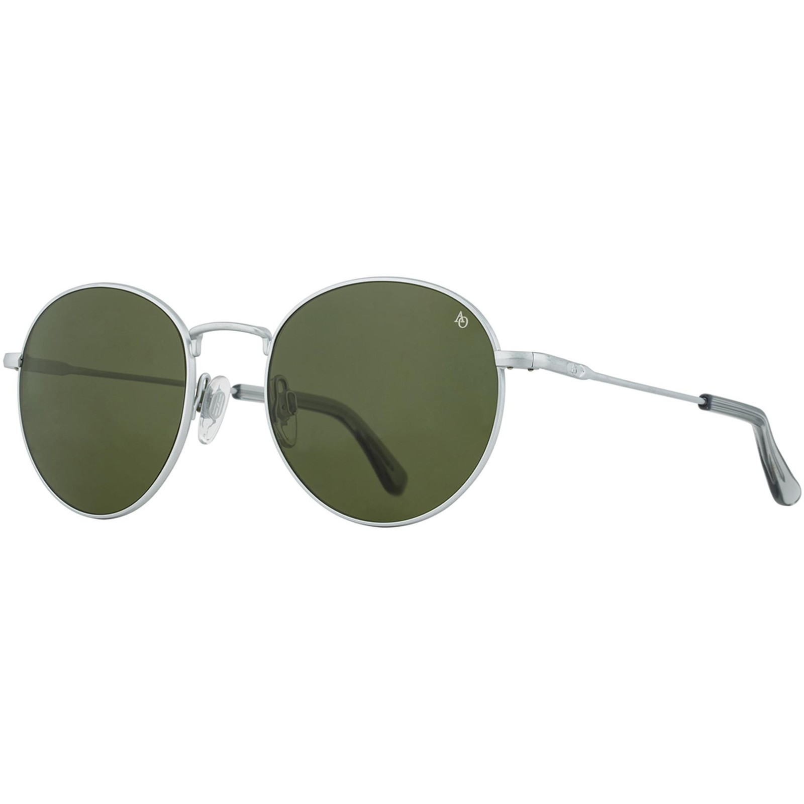American Optical AO-1002 Sunglasses Matte Silver Calobar Green AOLite Nylon Lens