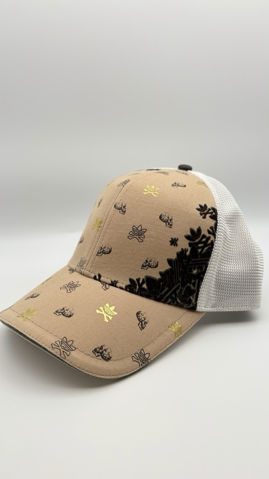 adidas Trefoil Floral Trucker Hat Beige White Mesh Back Adjustable One Size