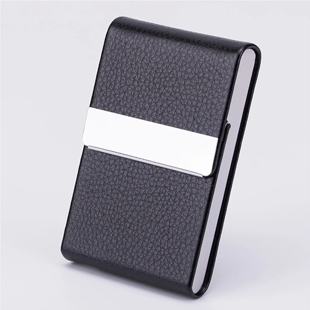 Business Card Holder Case – Slim PU Leather Metal Pocket Card Holder with Magnet