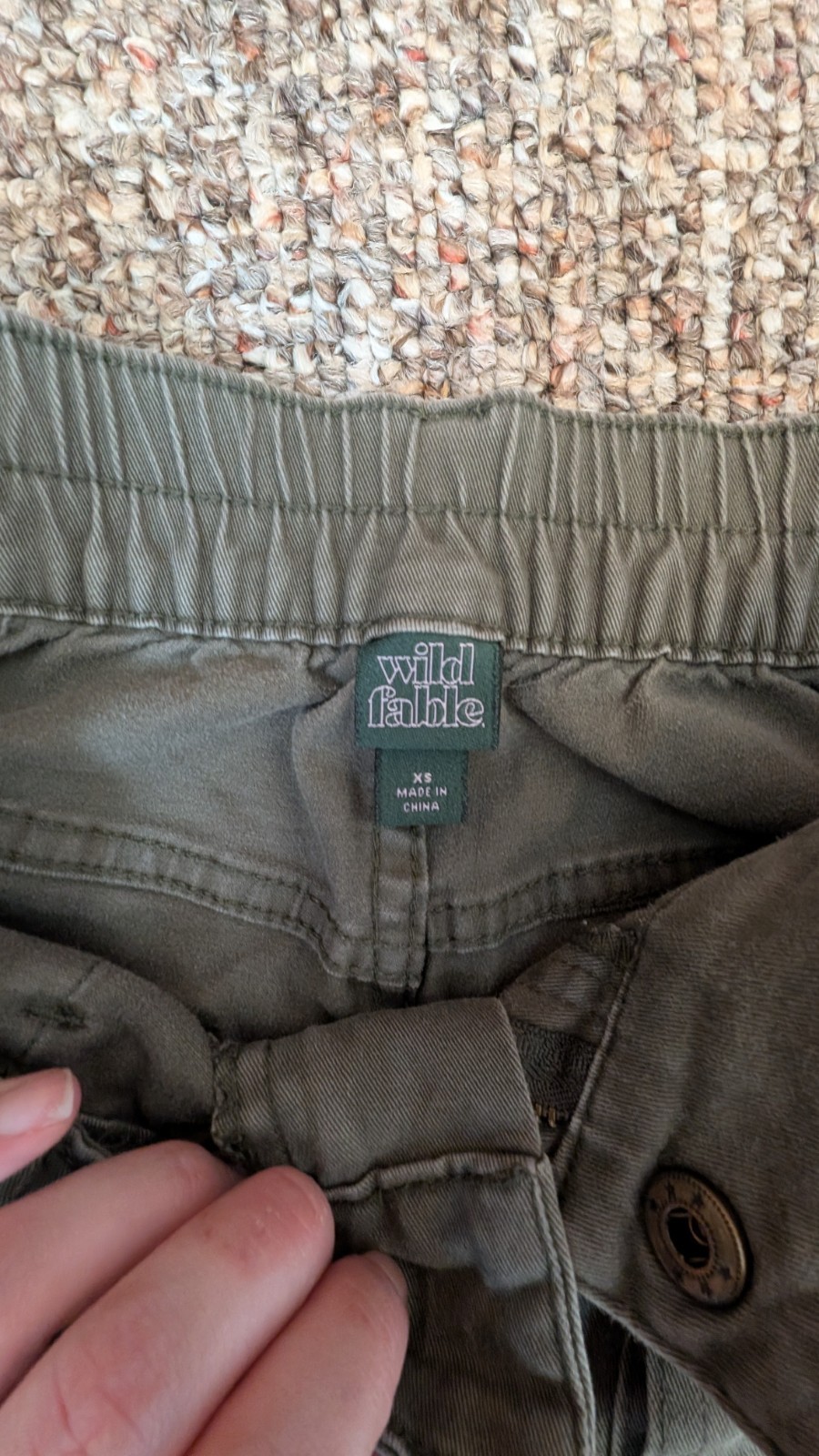 Wild Fable Womens Cargo Pants Size XS Olive Green Wide Leg High Rise Utility