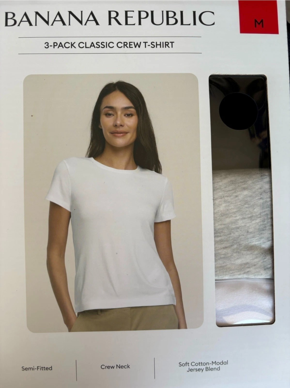 Banana Republic Women’s Crewneck Short Sleeve T-shirt, 3-pack S, M