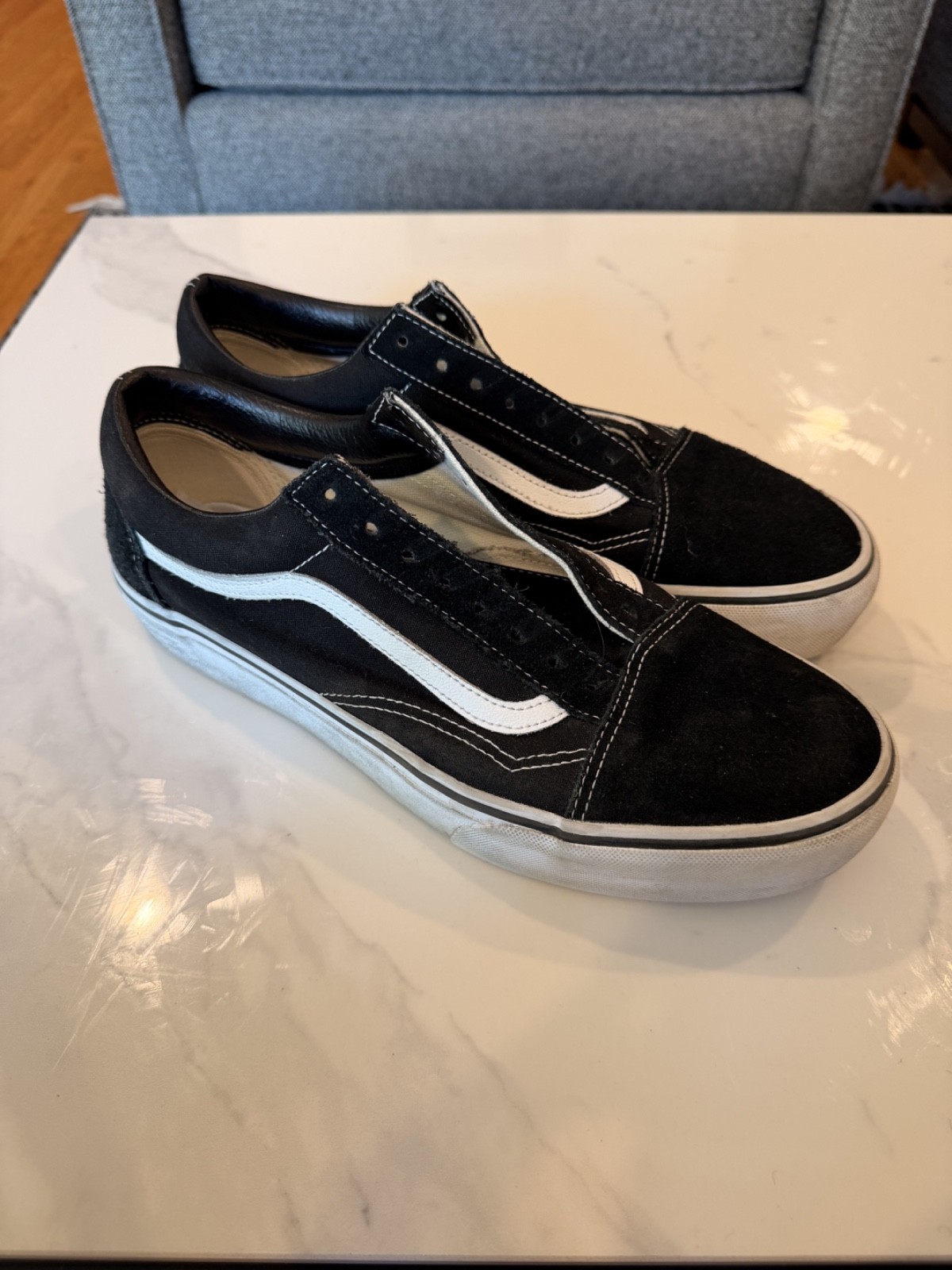 VANS Old Skool Black/ White Skate Shoes Suede/ Canvas, Men’s 10.5