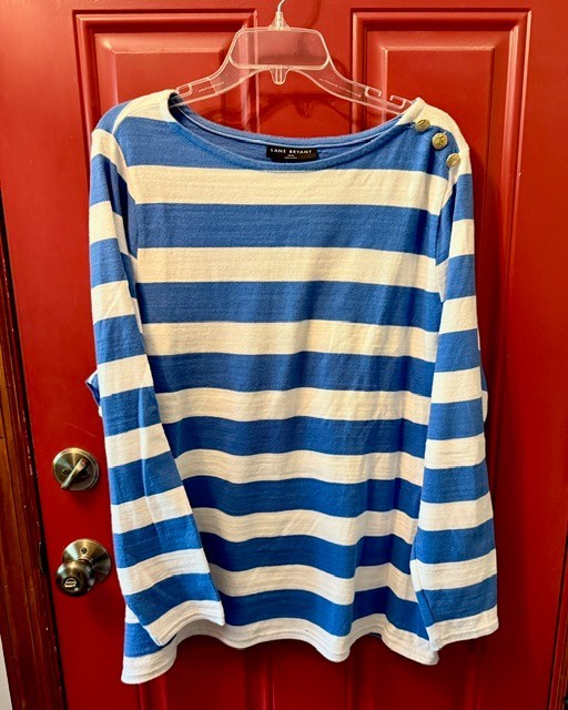 Lane Bryant Blue and White Striped Nautical Pullover Cotton Sweater 18/20