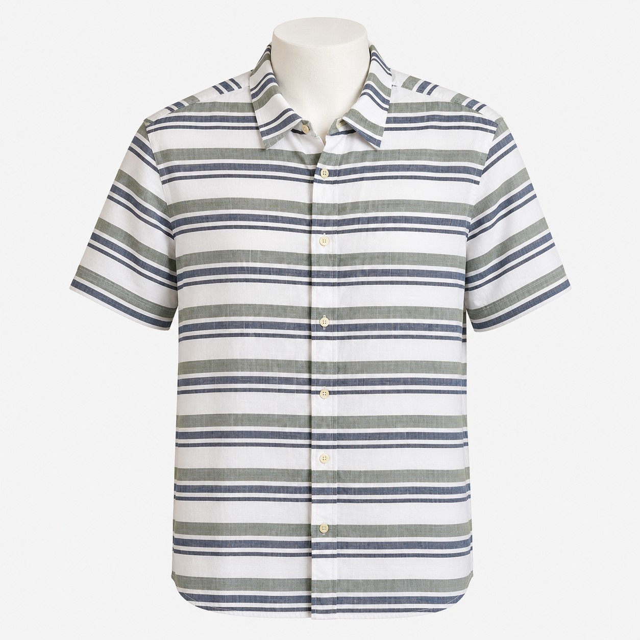 Goodfellow & Co Men’s M Slim White/Blue Striped Short Sleeve Cotton Button-Up