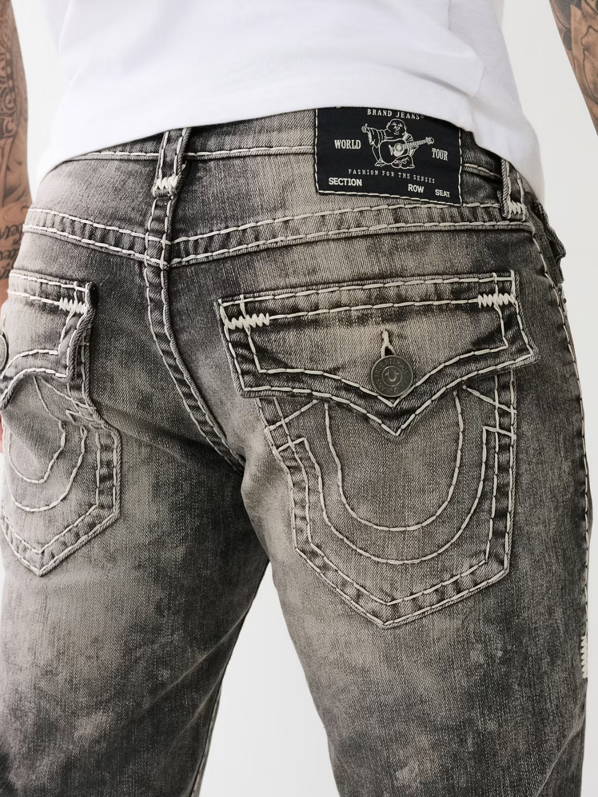 $239 True Religion Ricky Super T Faded Relaxed Straight Jeans Size 29