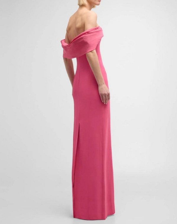Hot Pink Off The Shoulder Formal Evening Gown Maxi Dresses Wedding Guest Prom