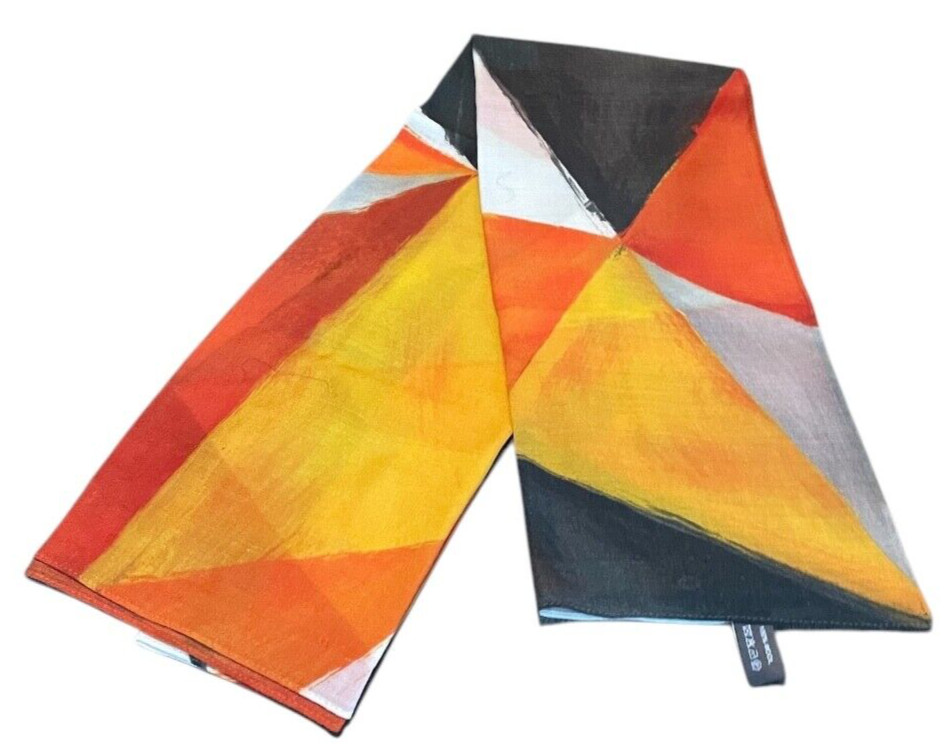 OPTUM Geo Print Mustard Multi 100% WOOL Vibrant Retro Scarf lightweight
