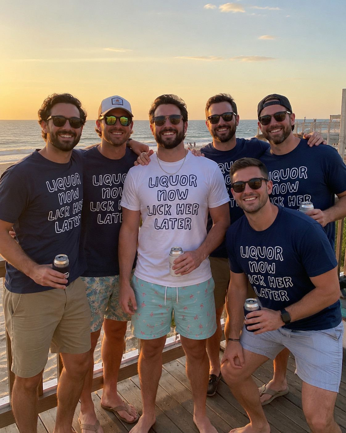 Liquor Now Lick Her Later Fun Adult Drinking Bachelor Party T-Shirt
