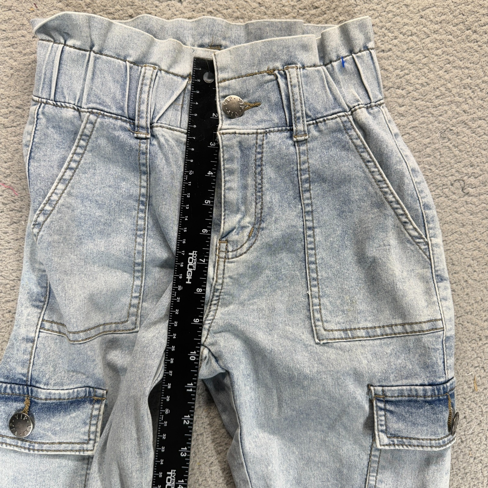 V.I.P. Light Wash Blue Womens Size 0 Paperbag Cargo Jogger Stretch Denim Jeans