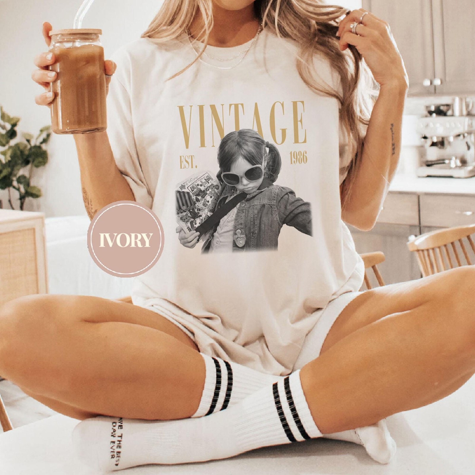 Personalized Vintage Photo Year Shirt Custom Birthday Gift Tee
