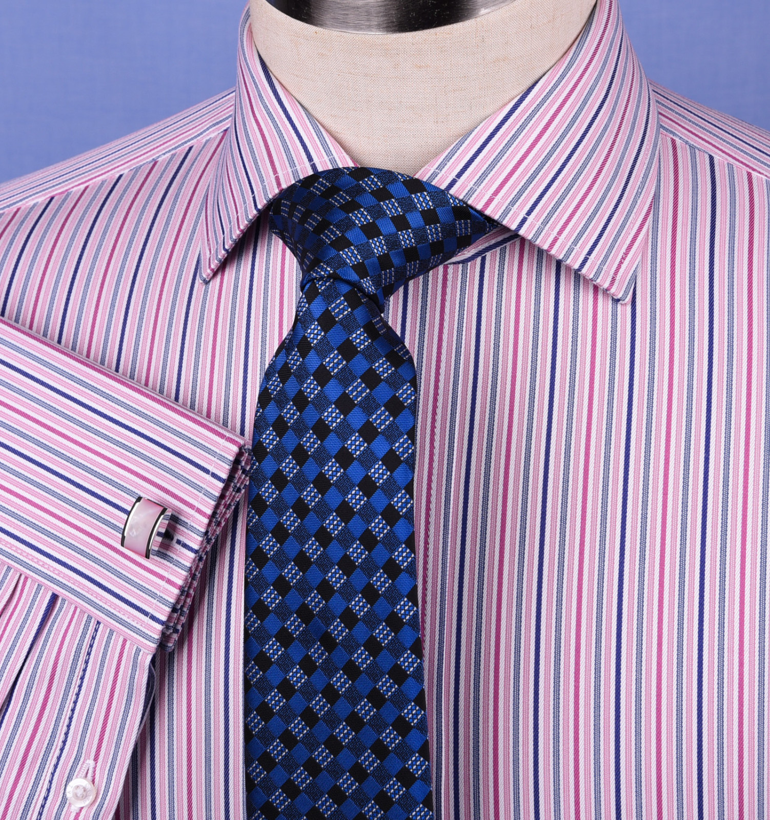 Pink Blue Soft Stripe Formal Business Dress Shirt Designer Stylish Fashion Style