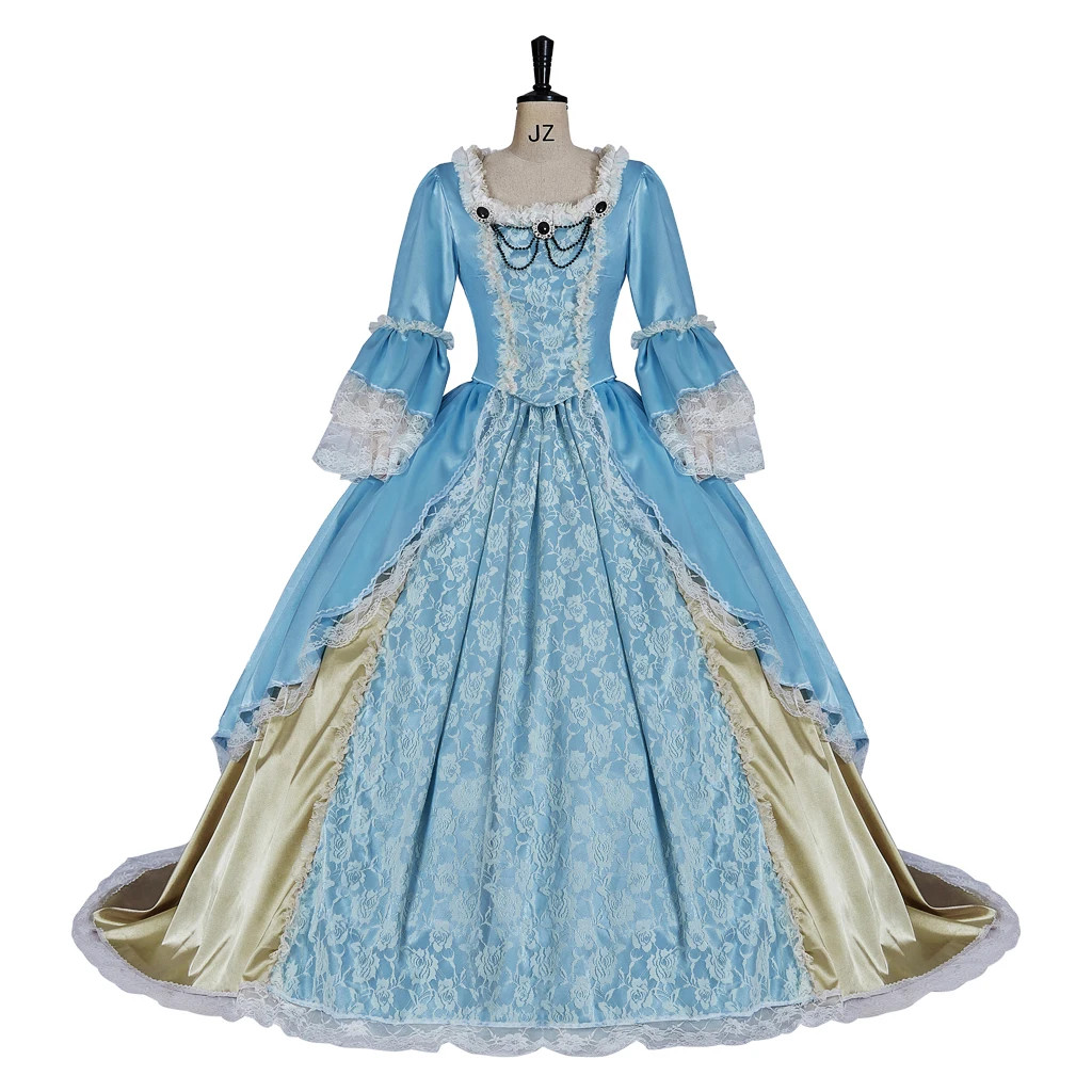 Blue Rococo Victorian Ball Gown 18th Century Marie Antoinette Costume Dresses