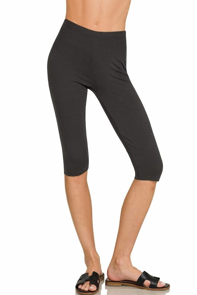 Zenana Premium Cotton Leggings🍯Capri Gym Shorts Workout High Waisted Yoga Pants