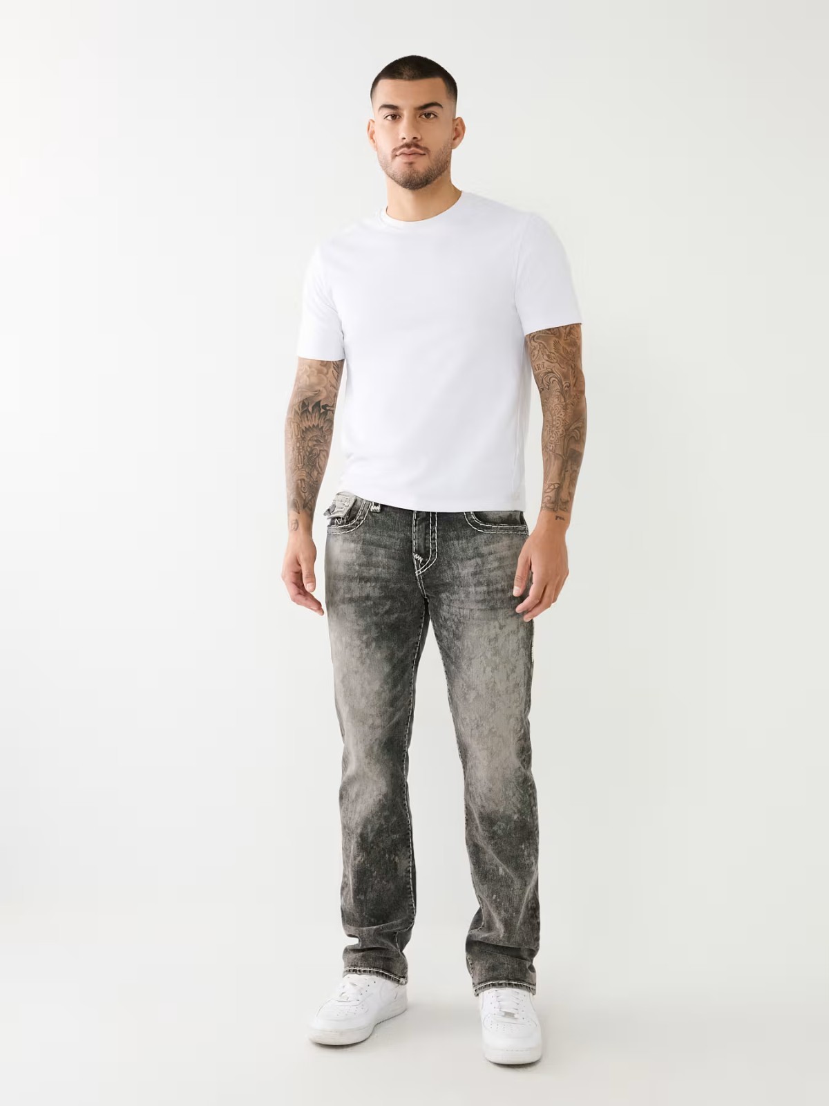 $239 True Religion Ricky Super T Faded Relaxed Straight Jeans Size 29