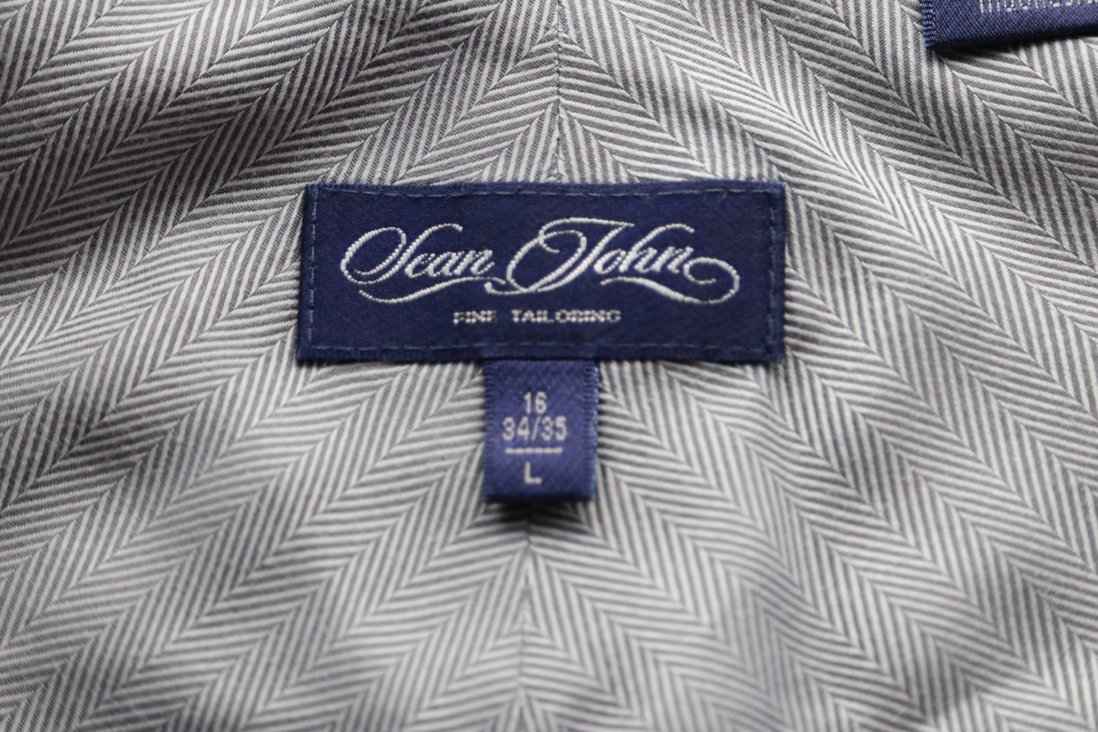 Sean John Gray Herringbone Contrast Collar Shirt 16 34/35 Standard Cuff 48″