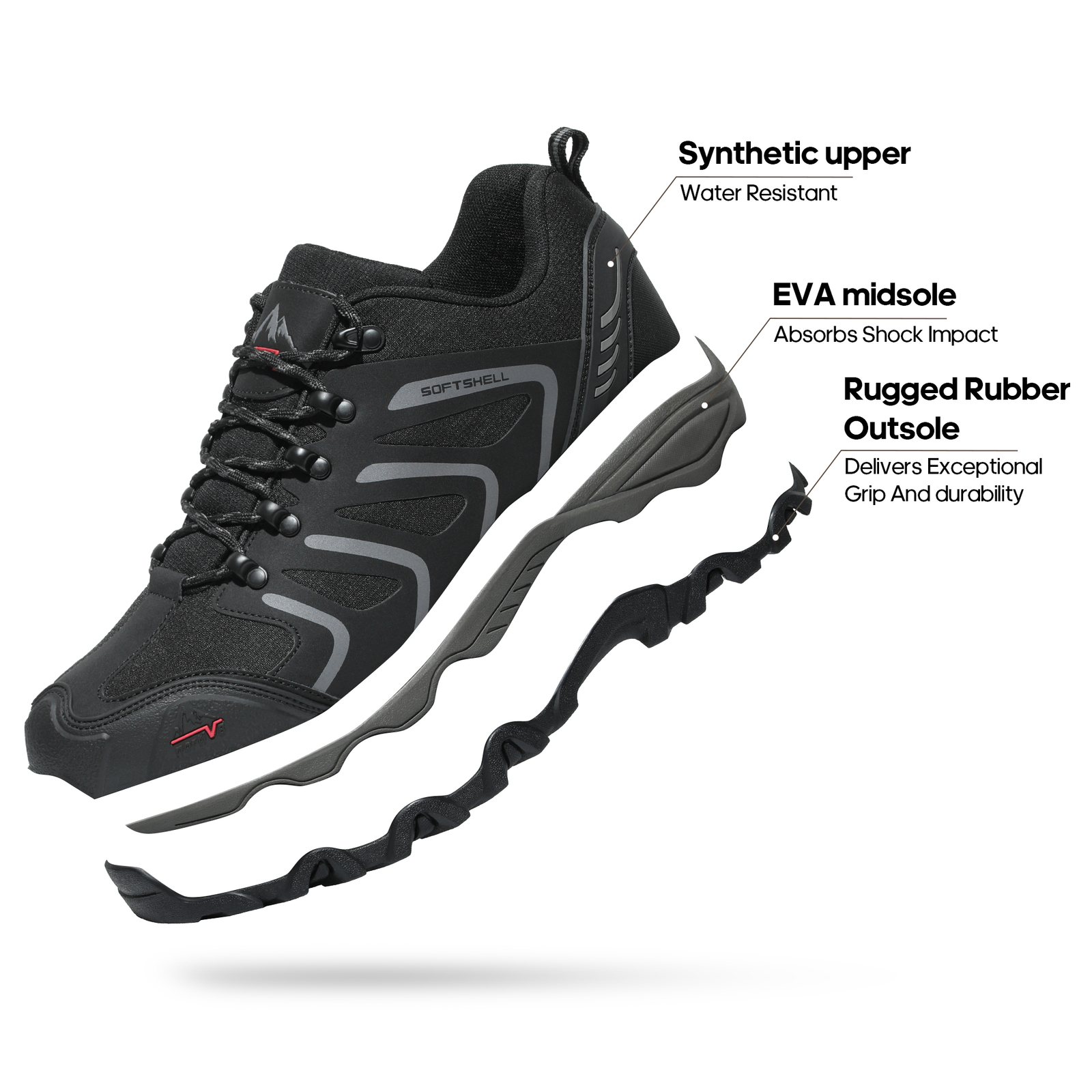 NORTIV8 Men WIDE SIZE Hiking Shoes Low Top Waterproof Trekking Trails Work Shoes