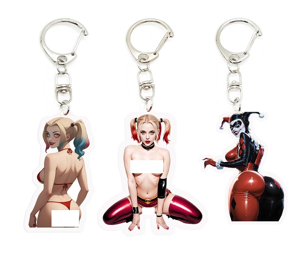 Set of 3 Harley Quinn DC Comics Acrylic Keychains You Choose