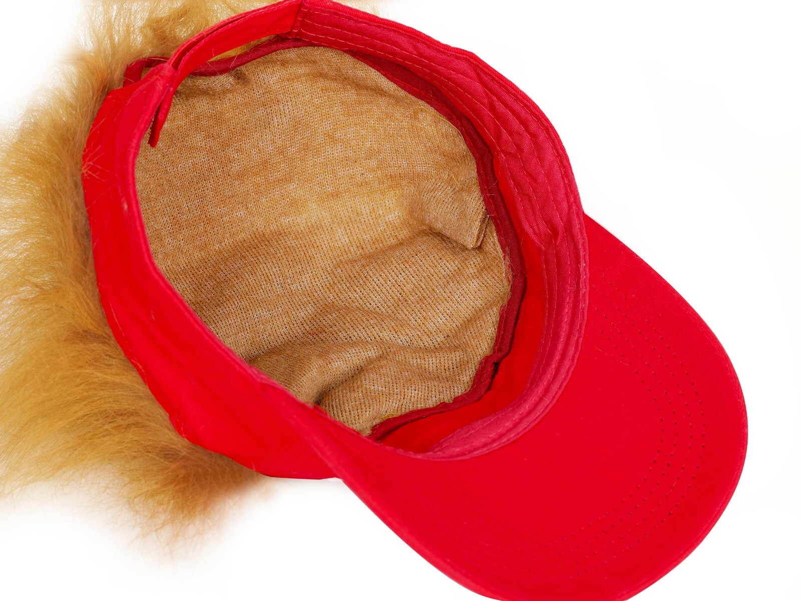 ON SALE!! 2024 President Donald TRUMP Red Trumpy Visor Hat w/Gold Hair Golf Cap