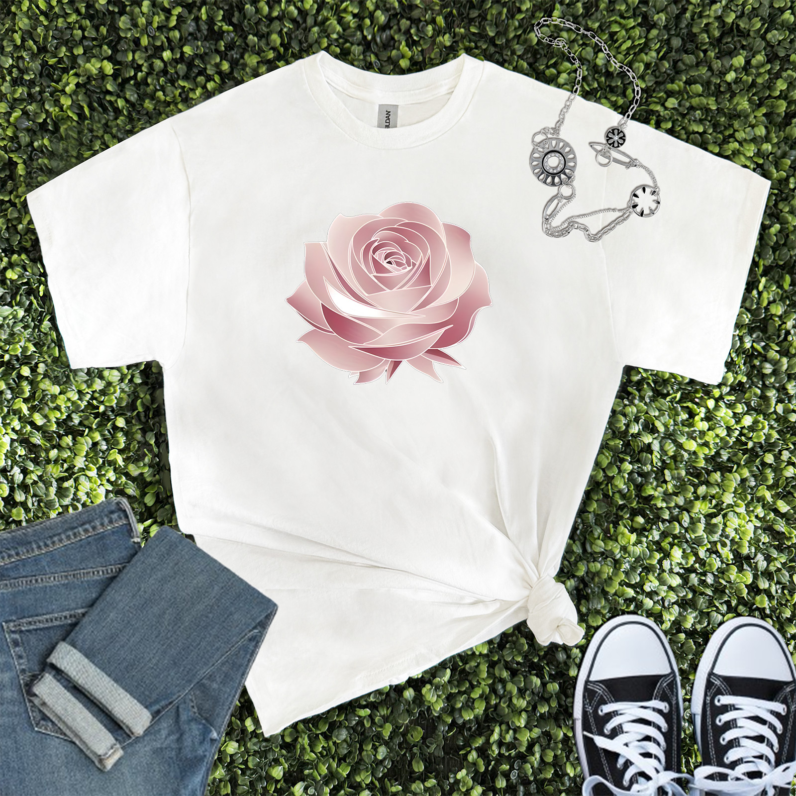 Pink Rose Graphic T-Shirt Stylish Design for Any Occasion Unisex Tee
