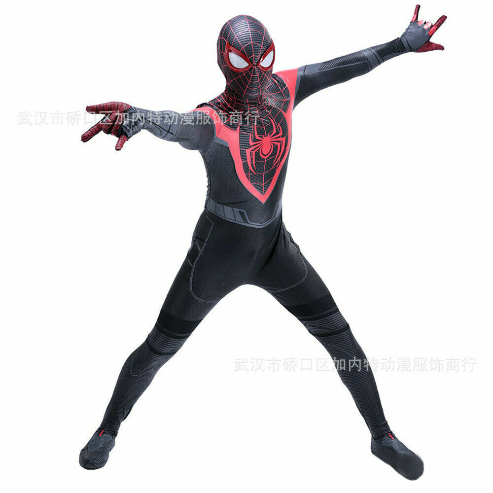 2021 Miles Morales Spiderman Jumpsuit Spider-Man Cosplay Costume Halloween Props