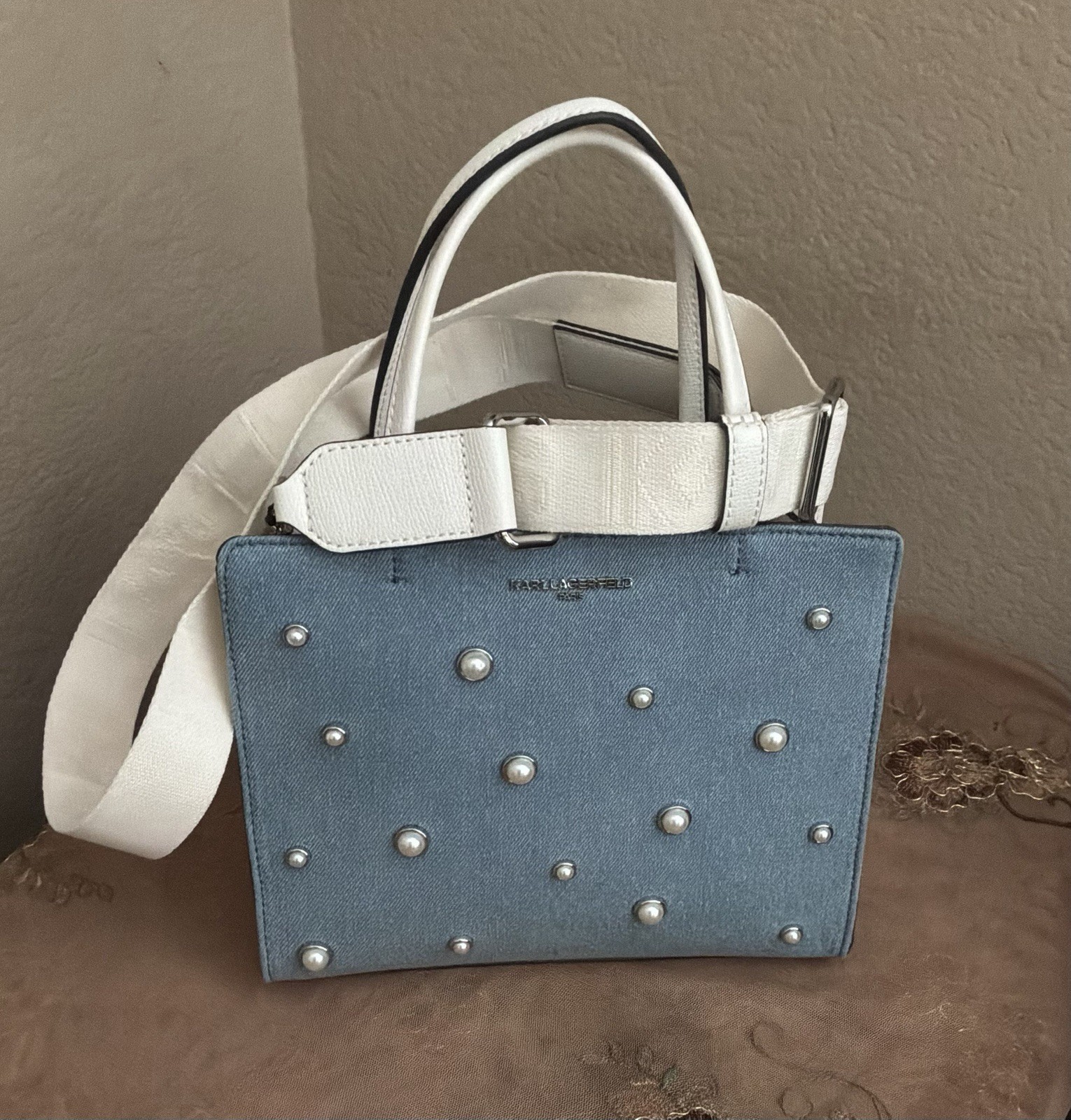 KARL LAGERFELD LIGHT WASH DENIM Hand Bag