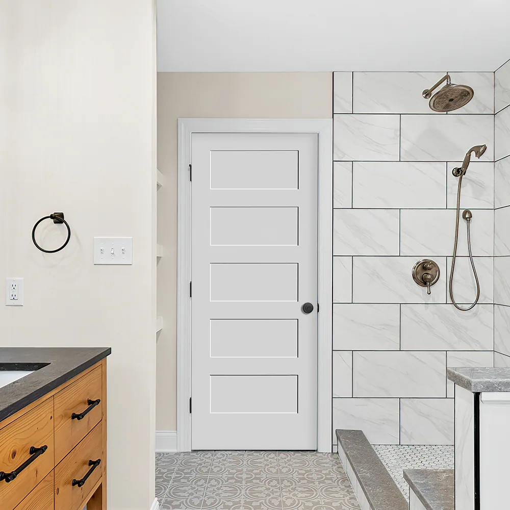 CODEL Doors Shaker Interior Doors 20-in x 80-in White 5-panel Smooth Solid|27425