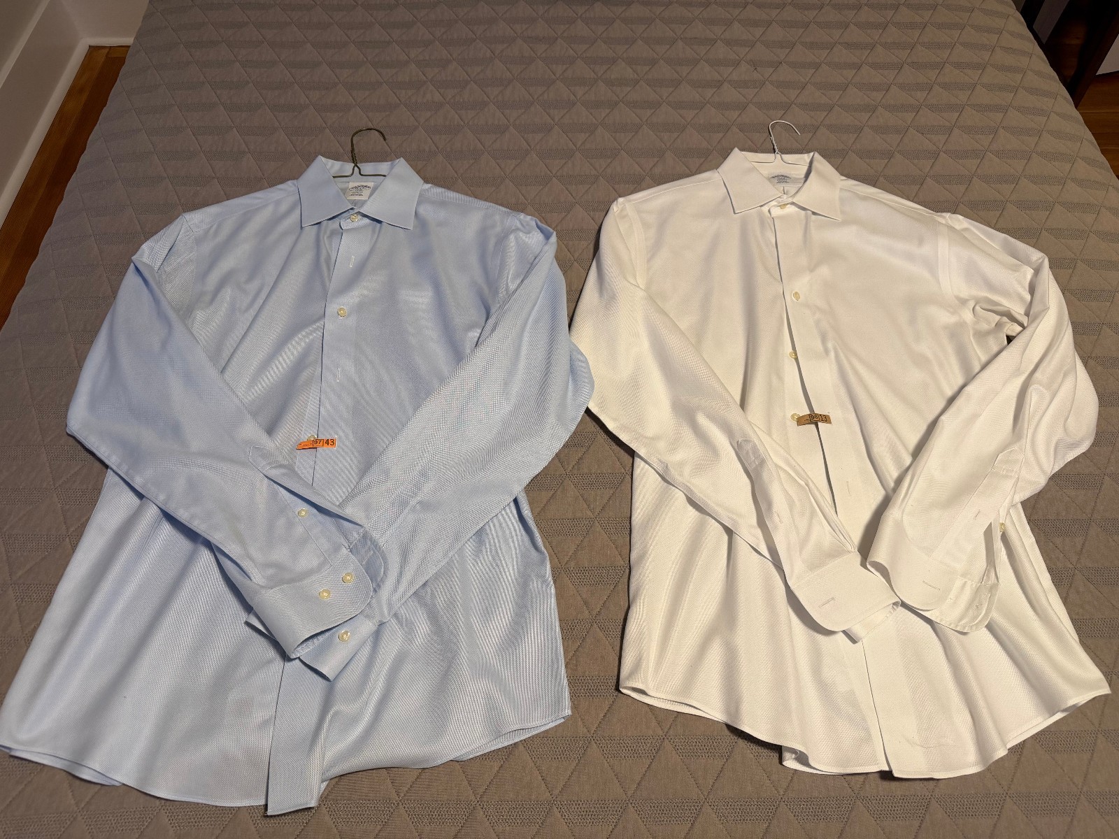 (2) Brooks Brothers Regent Button Up Dress Shirts – 15 34/35 – white/light blue