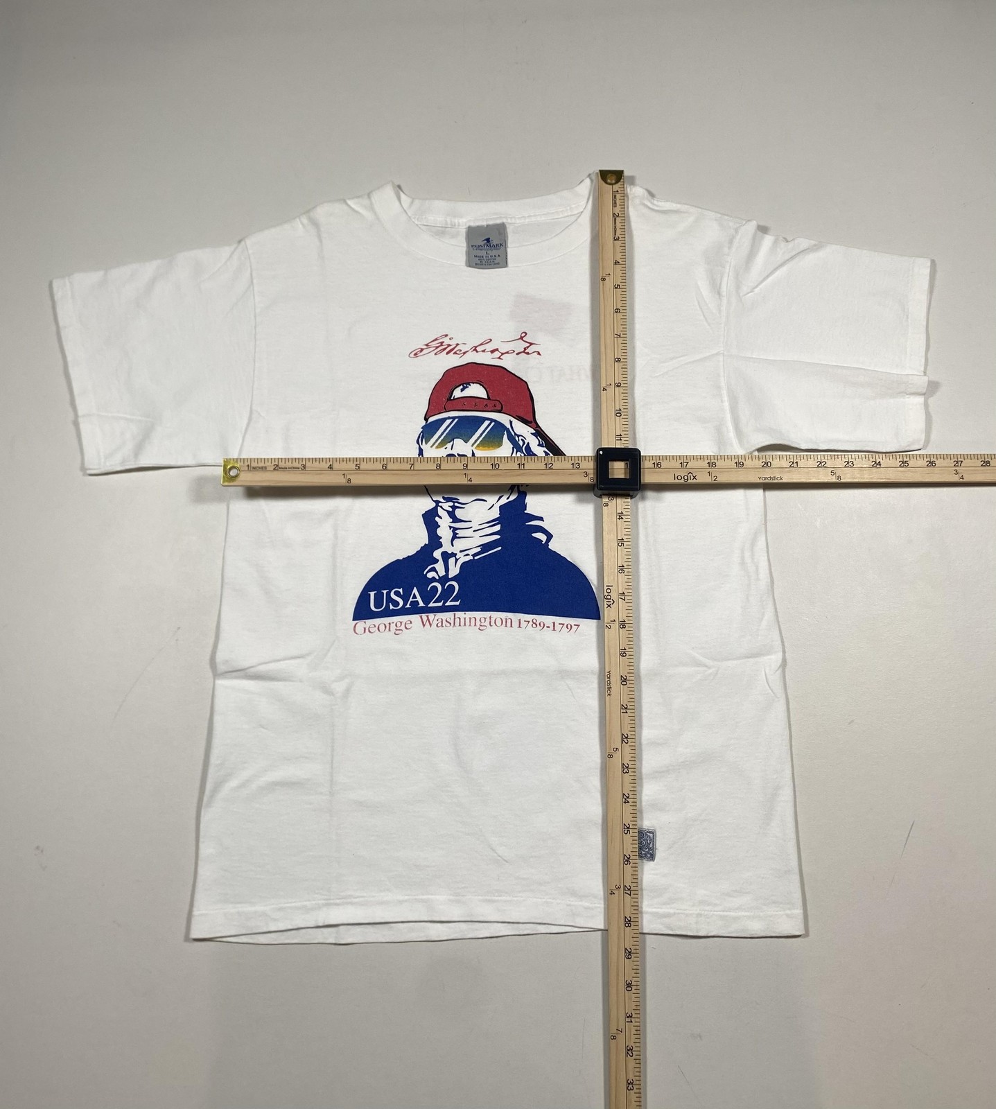 Vintage Postmark George Washington Shirt Mens Large White Graphic Patriotic USA