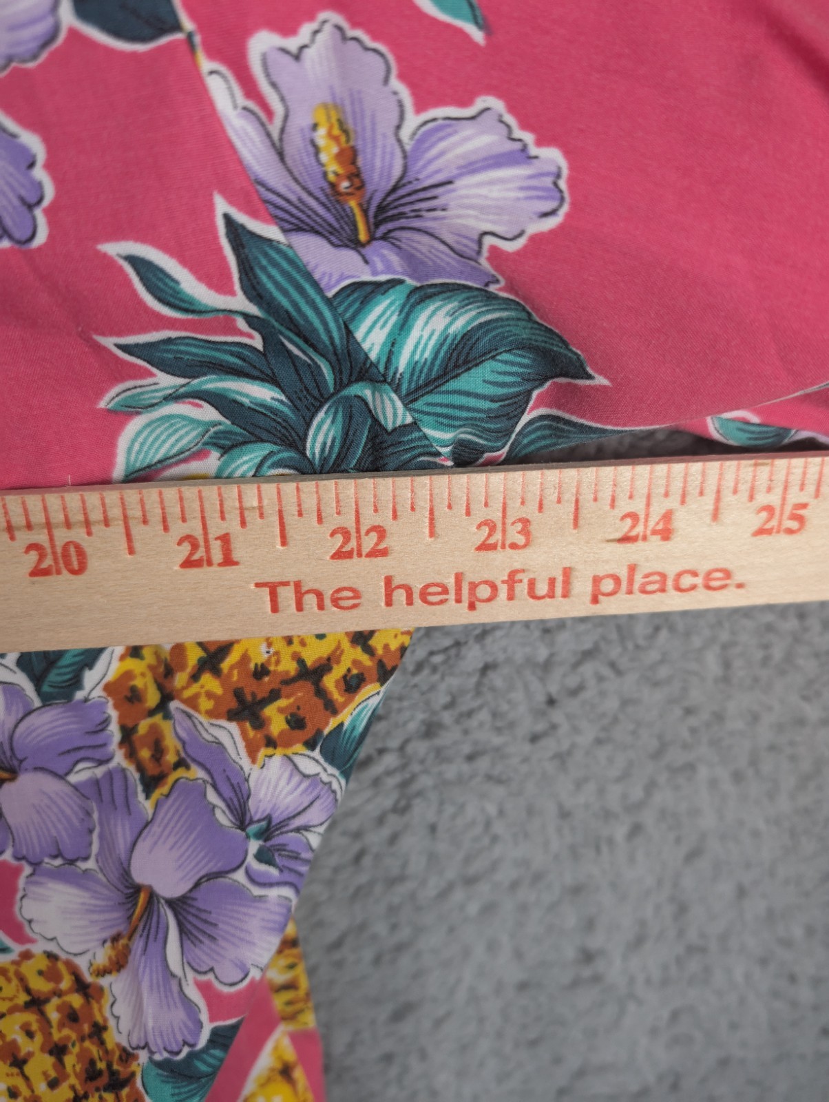 Vintage Hawaiian Shirt Button Up Pink Large Pineapple Evergreen Island Made USA