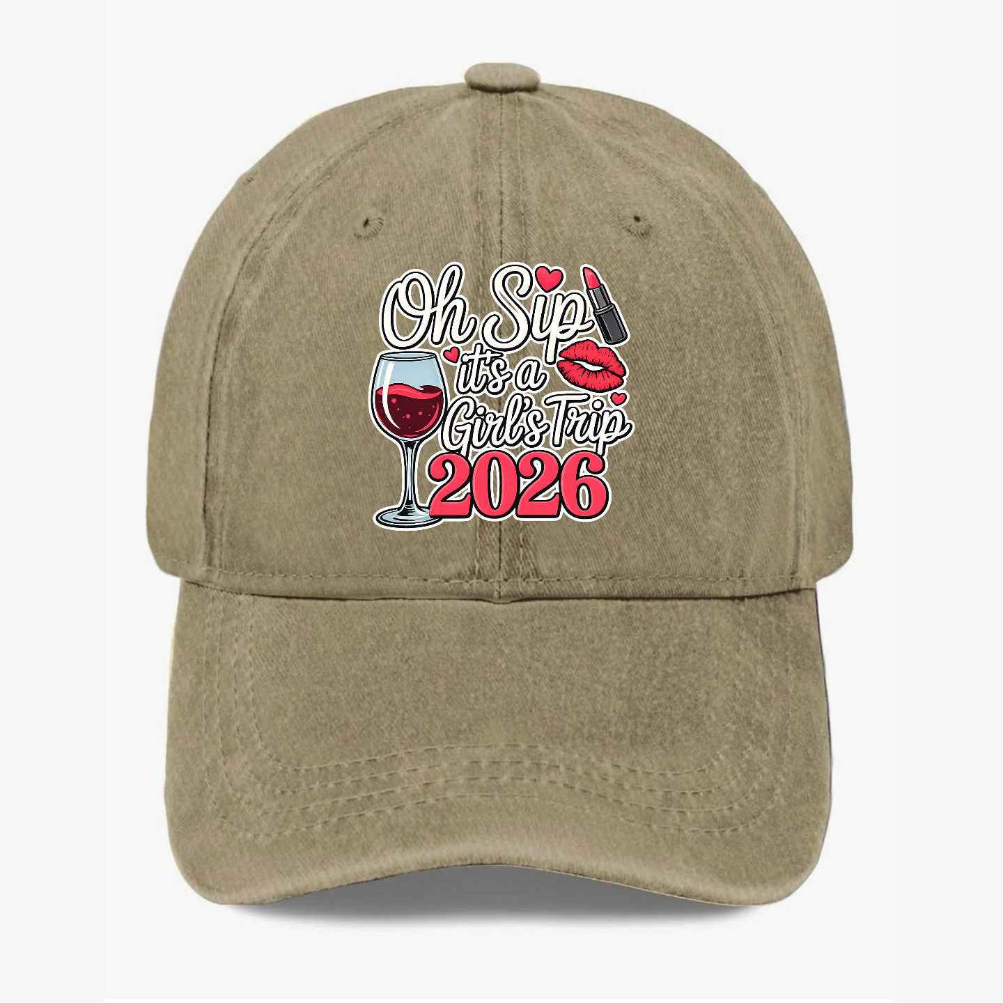Oh Sip It’s A Girls Trip 2026 Hat Funny Bachelorette Wine Party Baseball Cap