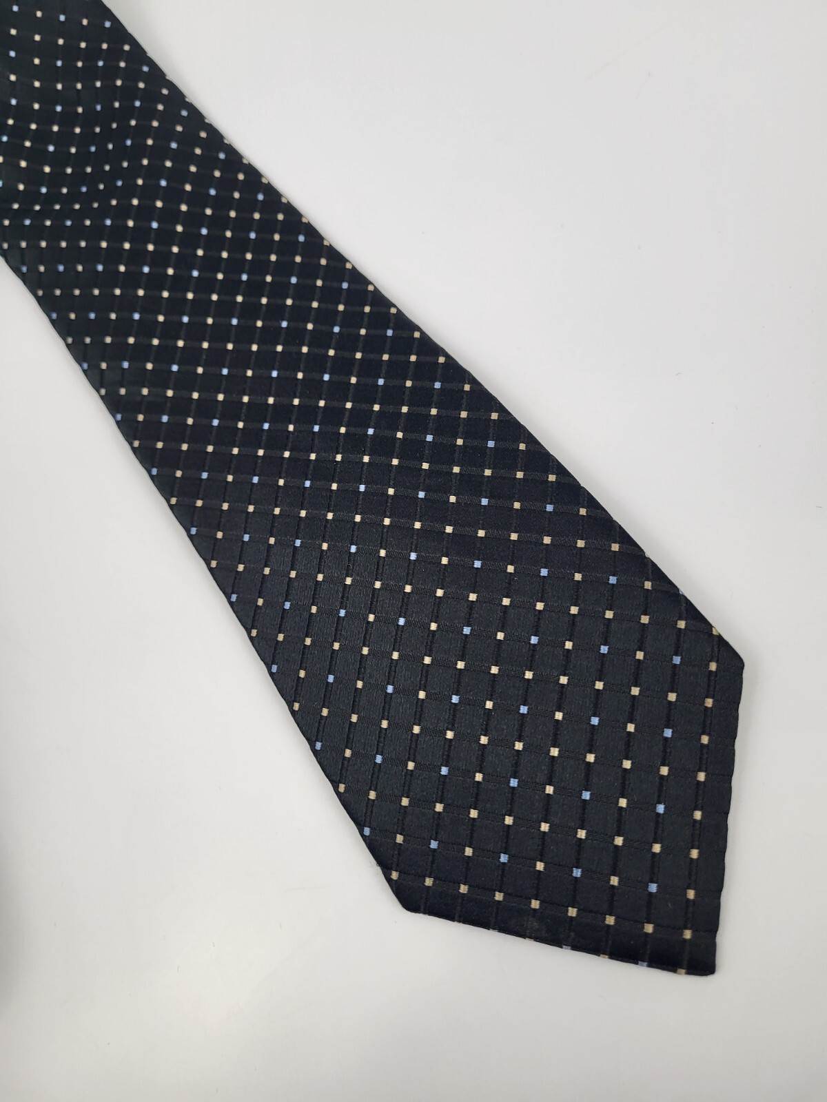 IZOD Silk Tie Black Gray Blue Geometric Men Necktie 57 x 3.1/8