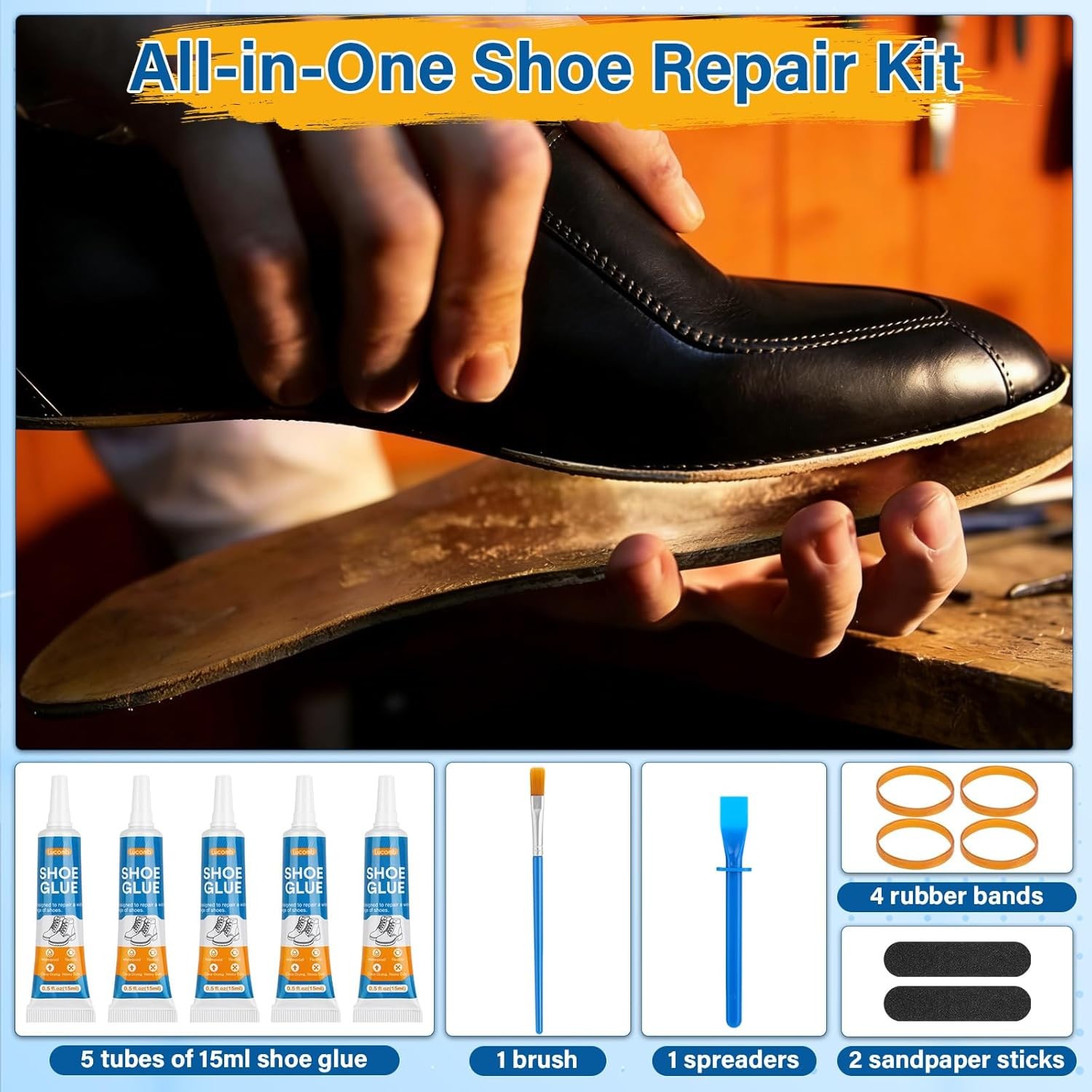 Shoe Glue 5x15ML Clear Adhesive Repair Soles Heels Free Shipping