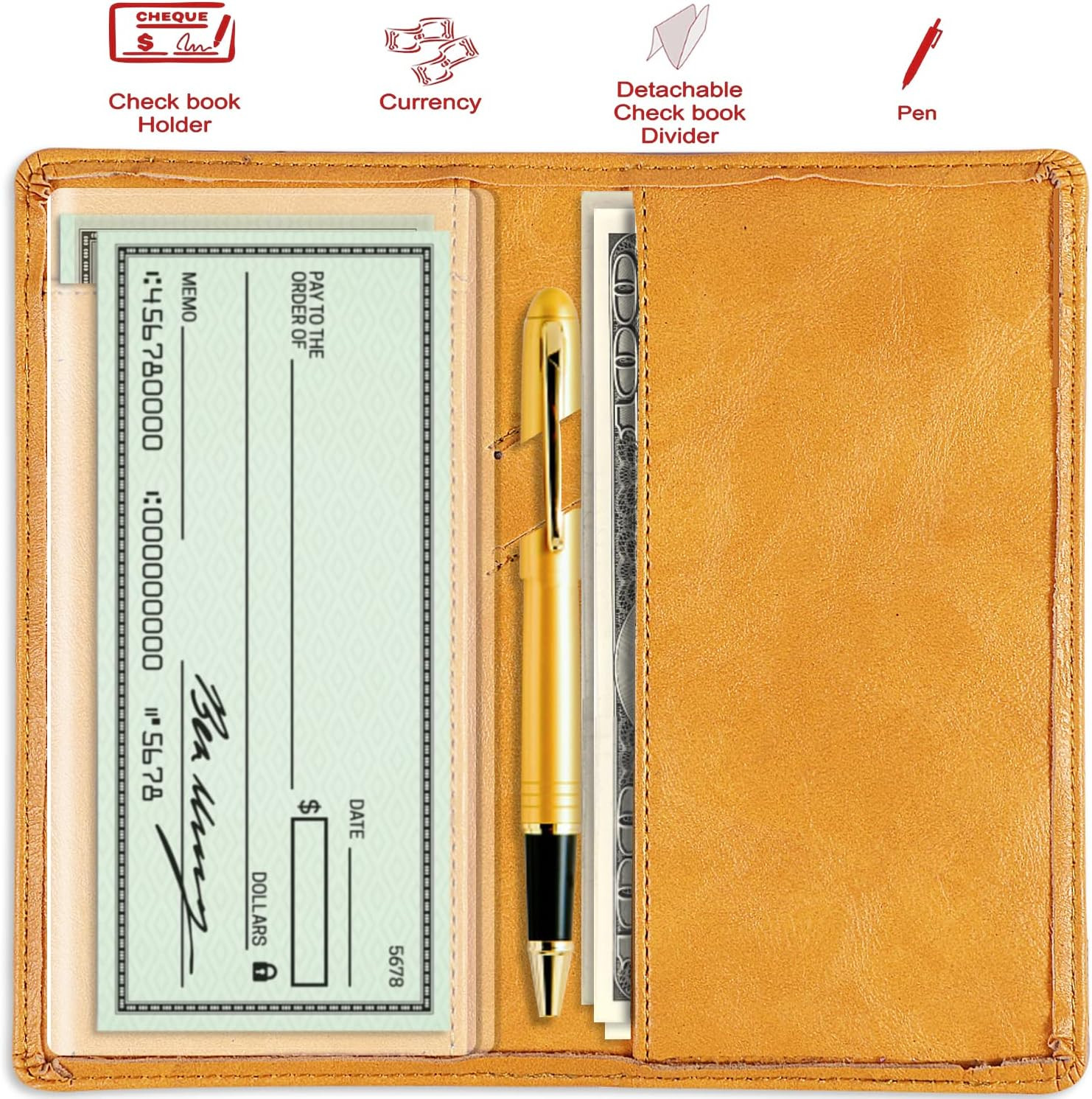 Sanlykate Checkbook Cover for Duplicate Checks with Pen Holder for Women Girls,