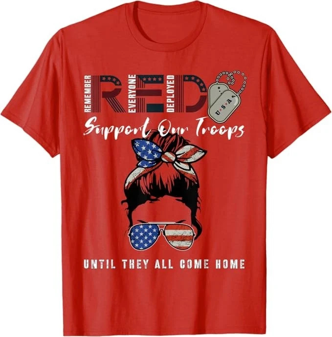 On Friday We Wear Red Friday Military Support troops US Flag T-Shirt