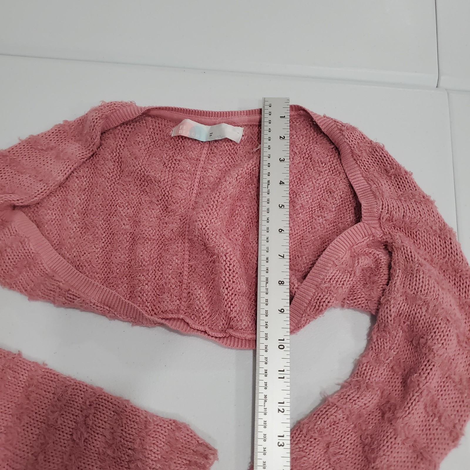 FP Beach Sweater Shrug Womens XS/S Pink Open Knit Bolero Long Sleeve Fairy Y2K