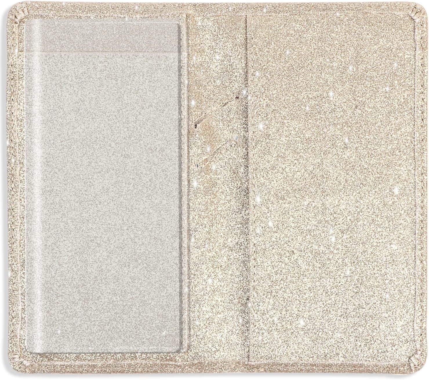 Sanlykate Glitter Checkbook Cover RFID PU Leather Case w Pen Holder Champagne