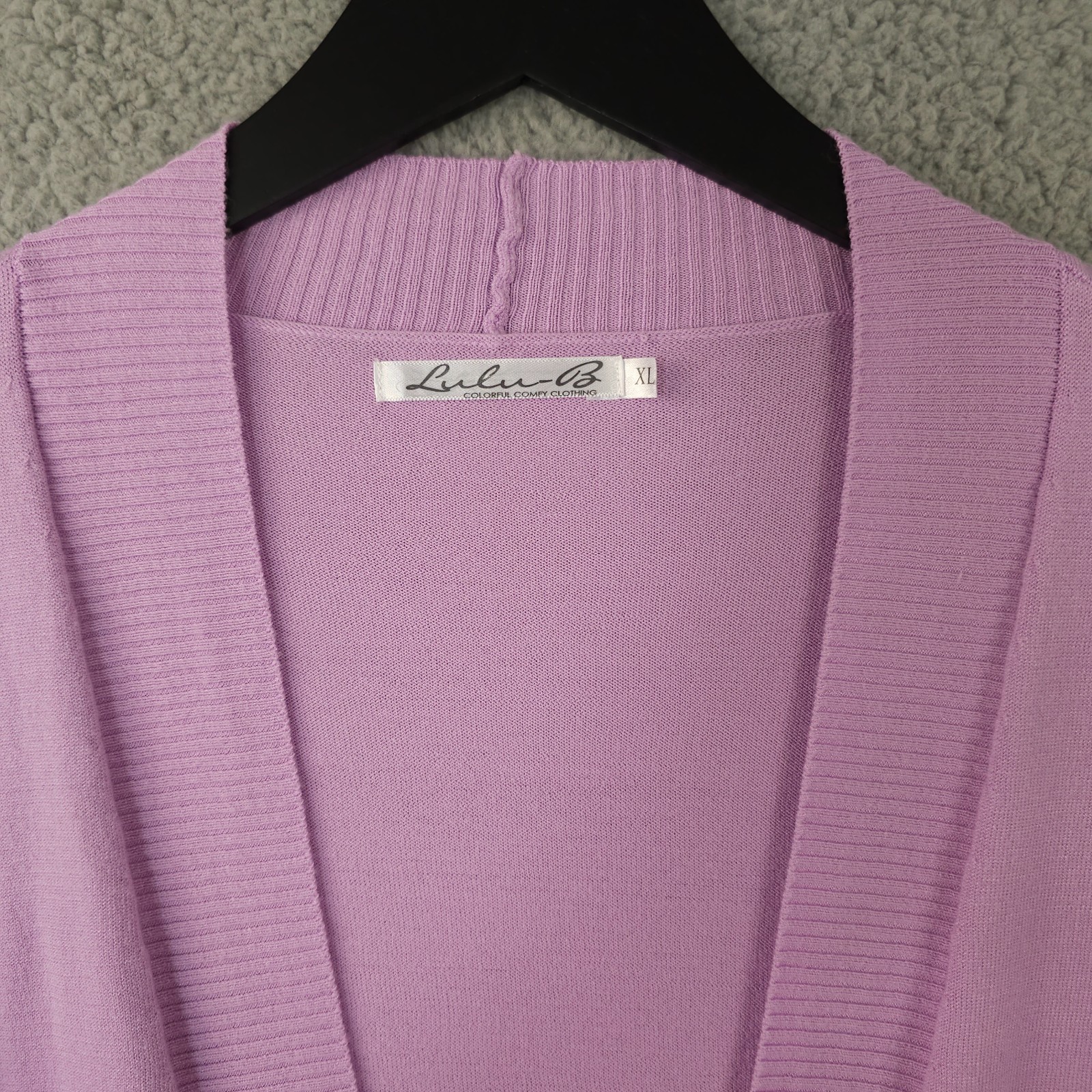 Lulu B Sweater Womens XL Purple Open Front Cardigan Lightweight Shrug 3/4 Sleeve