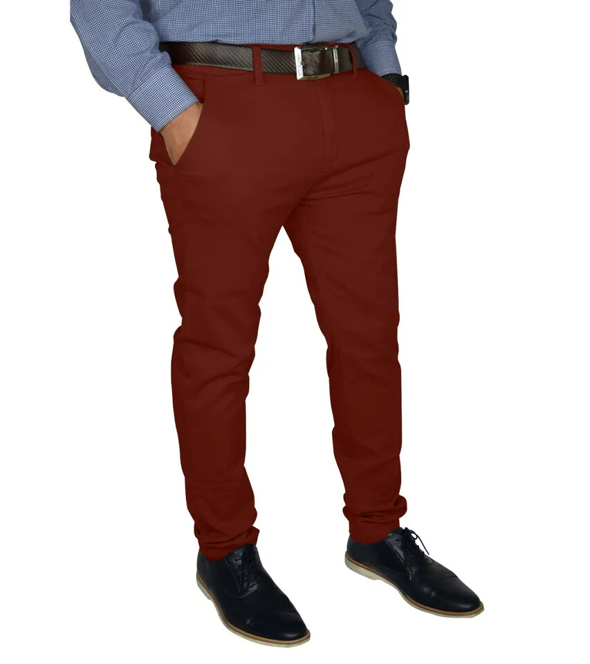 Mens Slim FIT Stretch Chino Trousers Casual Flat Front Flex Classic Full Pants