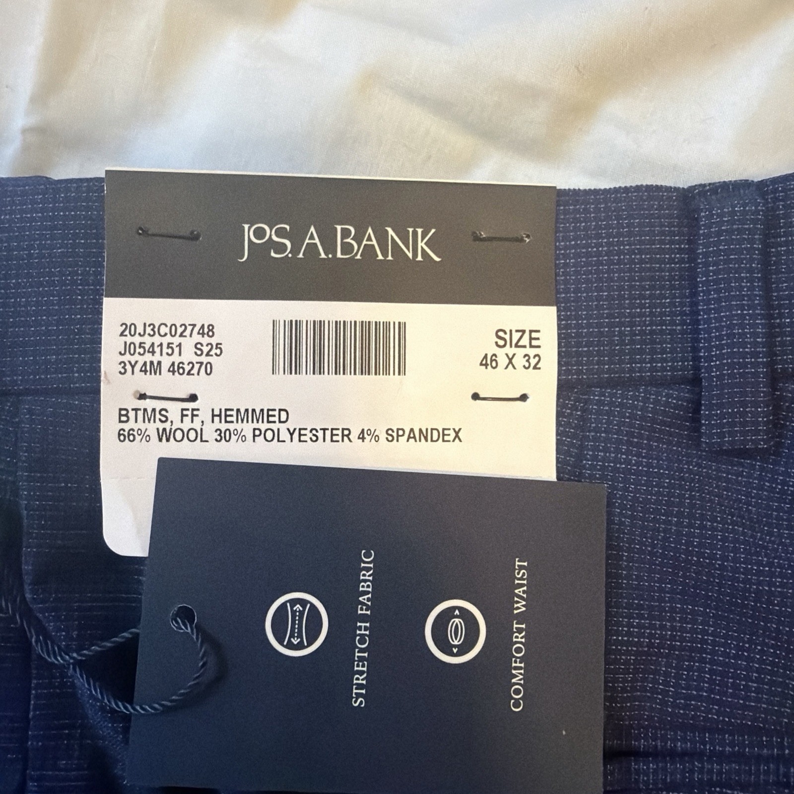 NWT Jos. A. Bank Navy 48 X 32 Dress Pants Hemmed $159.00 Plus Size Hard To Find