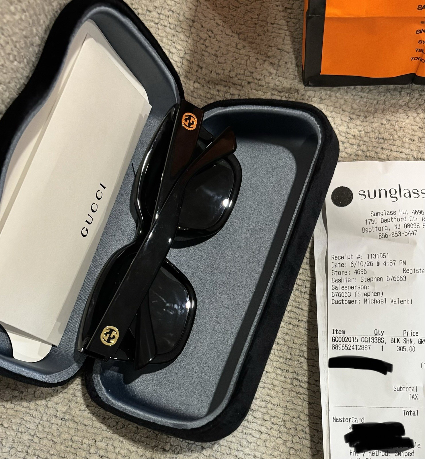 Gucci Sunglasses GG1338S Black BRAND NEW W receipt
