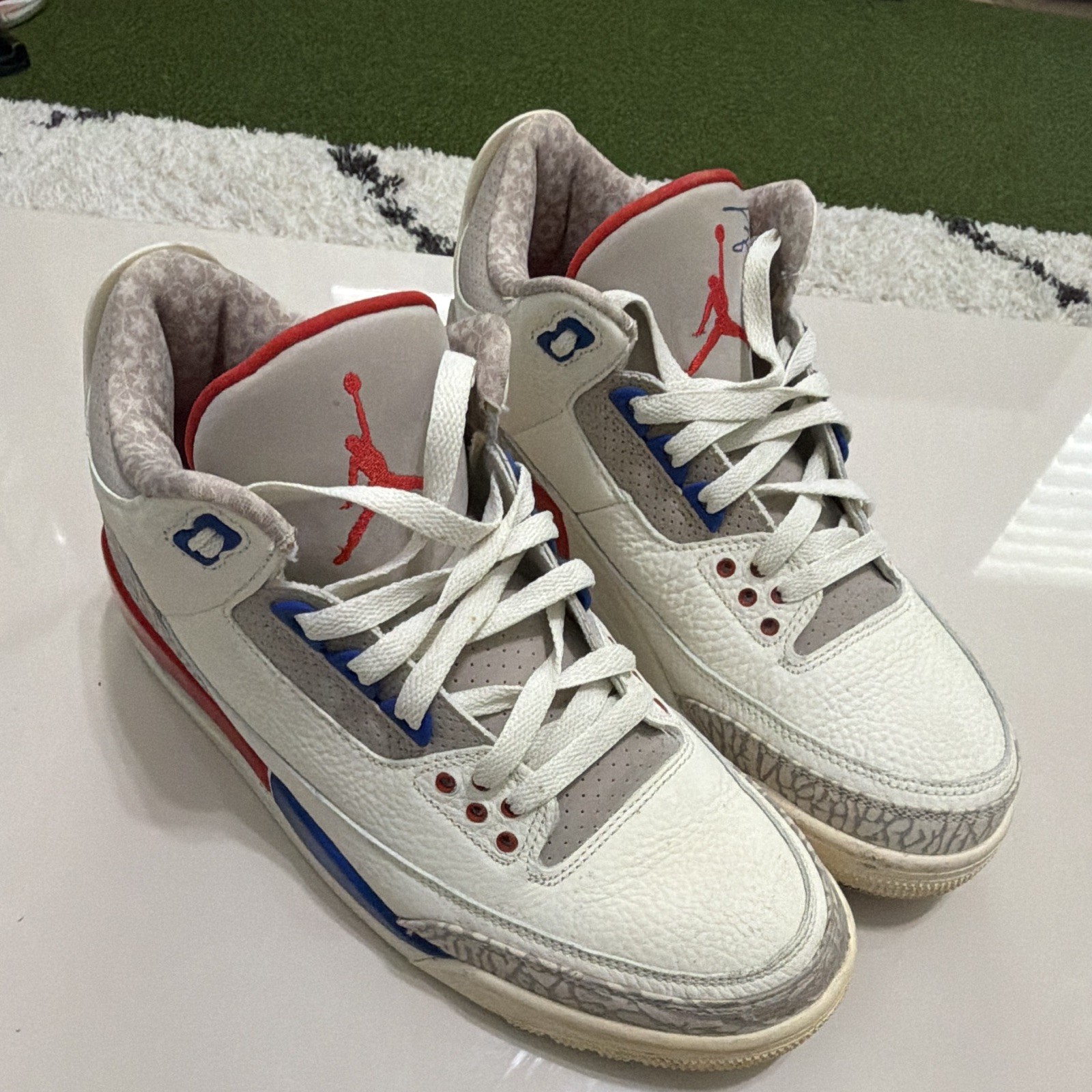 Jordan Air Jordan 3 Mid Top Lace-Up Men’s Sneakers White/Red/Blue/Gray